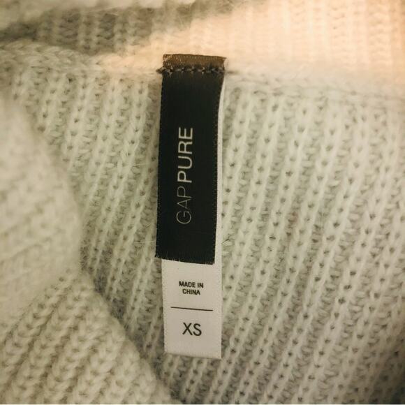 Gap Pure Mist White Cowl Neck Sweater Long Sleeve Ribbed Knit Rabbit Hair Blend - Picture 10 of 16